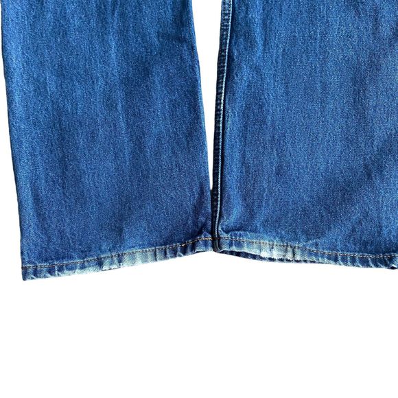 Levi's 505 Mens Jeans 38x34 Blue Dark Wash Straight Fit Zip Fly - Picture 8 of 10